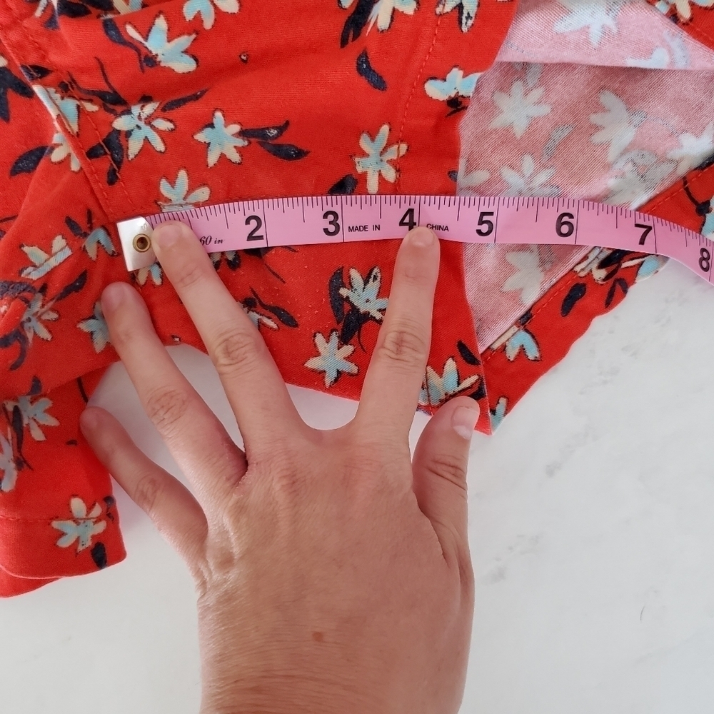 a.n.a. Floral Twill Shorts 6 Red Blue - Picture 3 of 9
